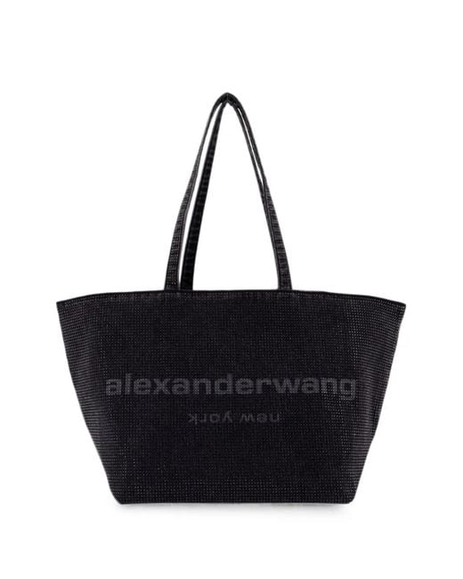 Alexander Wang Black Punch Rhinestone-Embellished Tote Bag