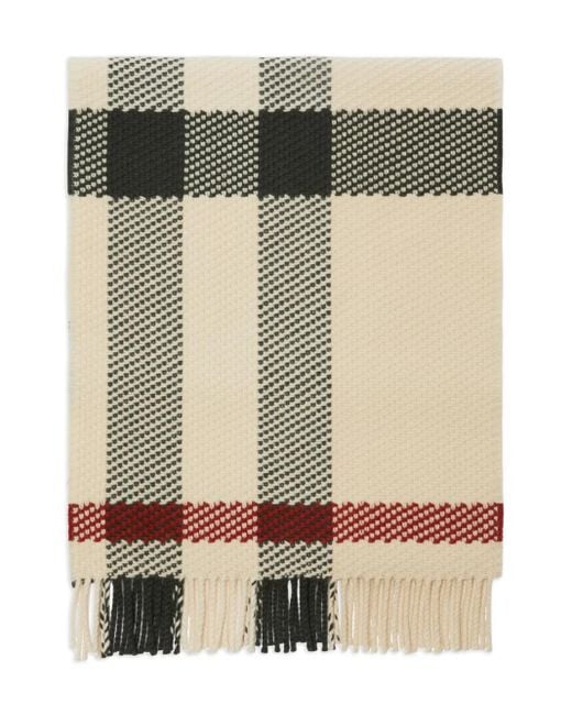 Burberry Gray Check-Pattern Wool Scarf