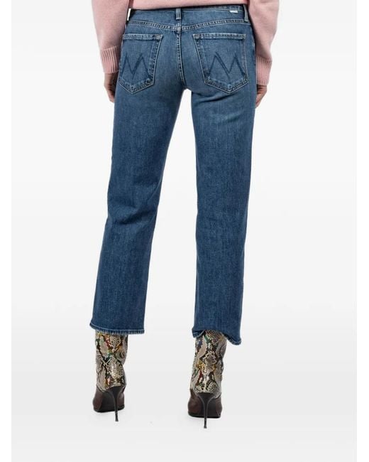 Mother Blue Zip Cropped Jeans