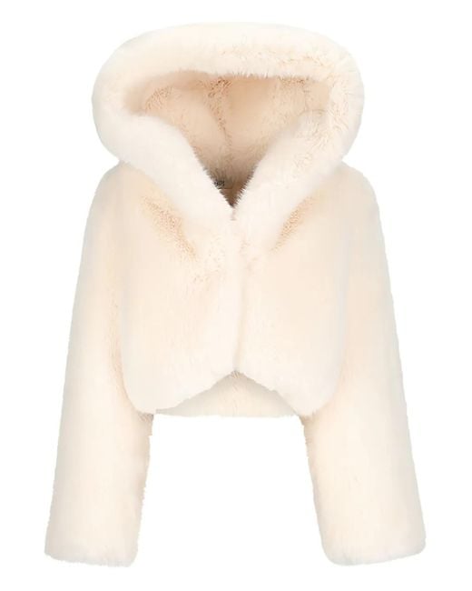 GIUSEPPE DI MORABITO Natural Hooded Faux-Fur Jacket
