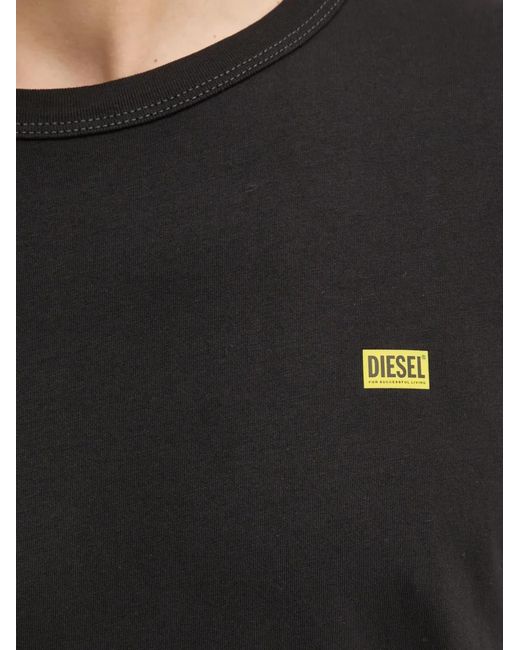 DIESEL Black Logo-Detail Cotton T-Shirt for men