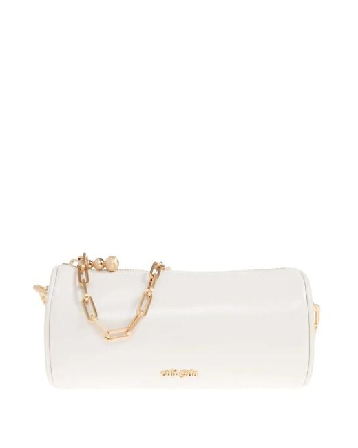 Cult Gaia Natural Cylindrical Chain-Strap Shoulder Bag