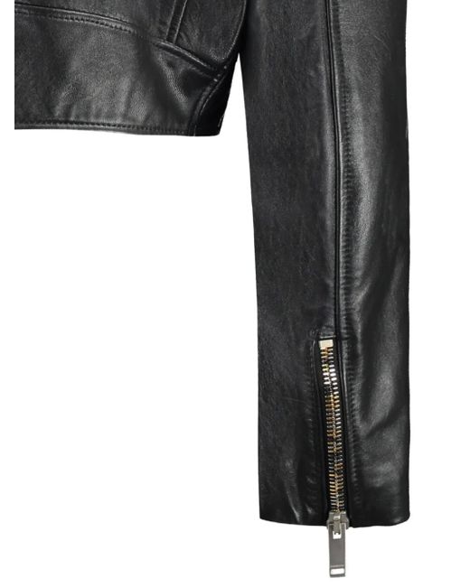 Halfboy Black Cropped Biker Leather Jacket