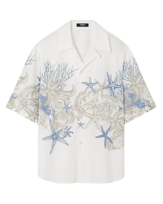 Versace White Barocco Sea Cotton Shirt for men