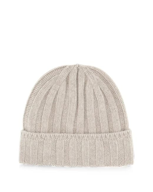 Vanisé Natural Chalk Ribbed-Knit Beanie Hat