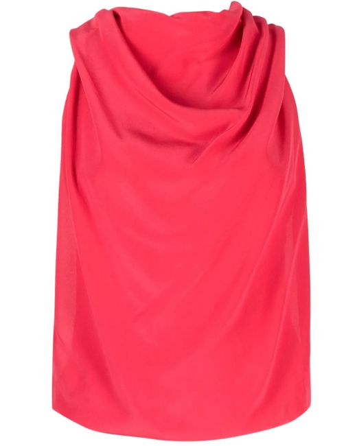 Lanvin Pink Draped Silk Top