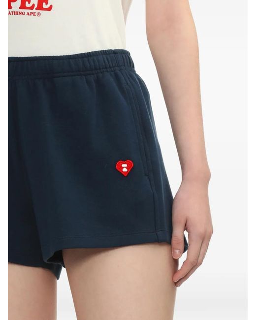 A Bathing Ape Blue Embroidered Drawstring Shorts