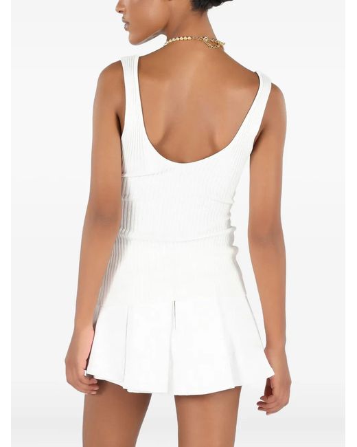 Roberto Cavalli White Ribbed-Knit Tank Top