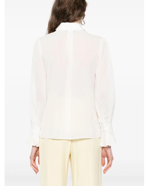 Camisa con bordado floral Elisabetta Franchi de color White