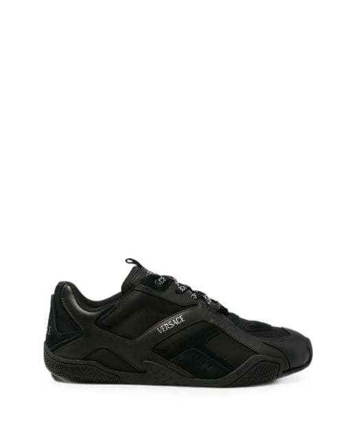 Versace Black Logo-Print Sneakers for men