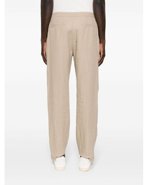 Canali Natural Mid-rise Tapered Linen Trousers for men