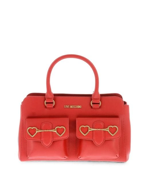 Moschino Red Medium Heart Bit Tote Bag