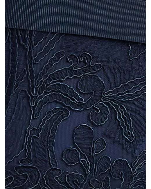 Tadashi Shoji Blue Embroidered Pleated Midi Dress