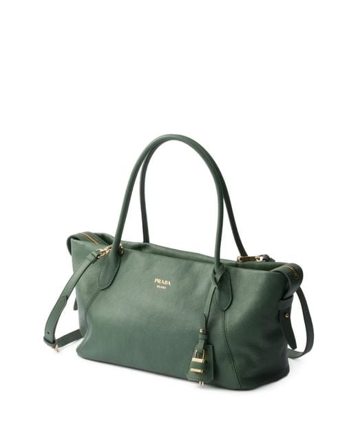Prada Green Large Leather Tote Bag