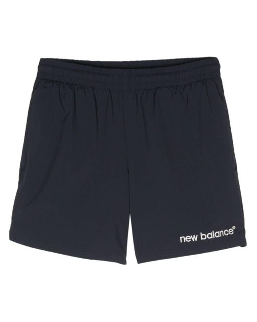 New Balance Blue Logo-embroidered Track Shorts for men