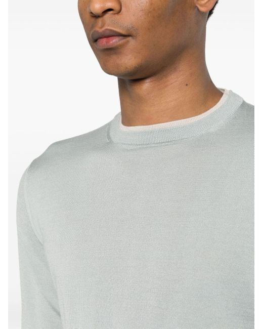 Eleventy Fein gestrickter Pullover im Layering-Look in White für Herren