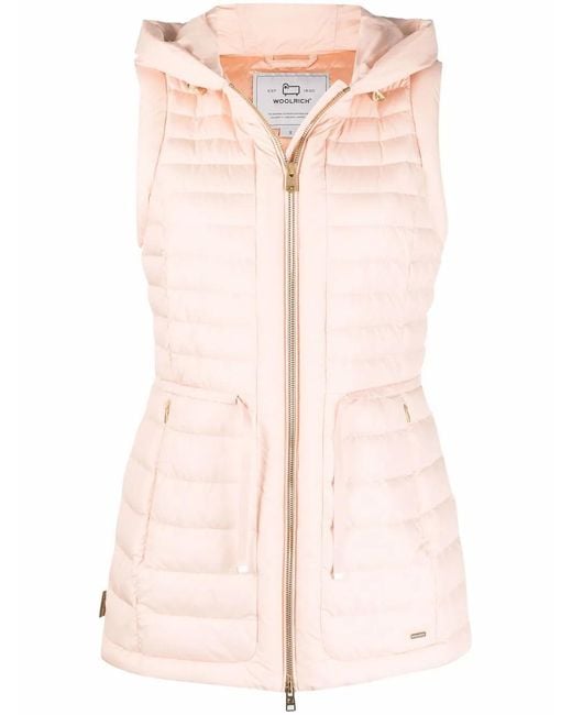 Woolrich Pink Hibiscus Hooded Goose-Down Gilet