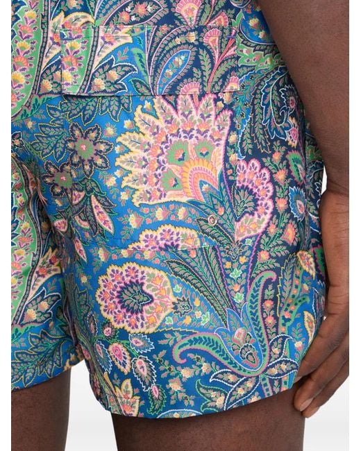 Etro Blue Polyester Swim Trunk Roma Pocket for men
