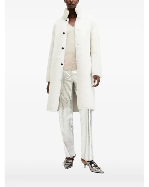 AllSaints リバーシブル ハイネックコート White