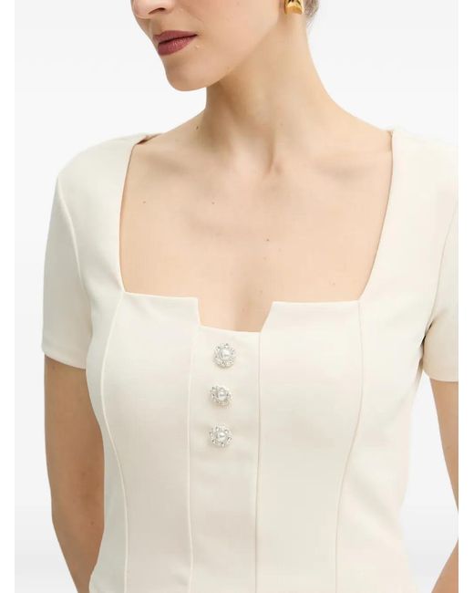 Guess White Button-Detail Top