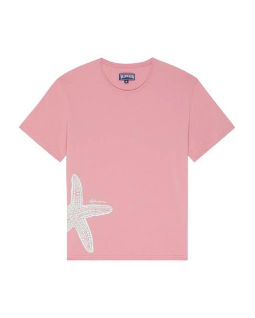 Vilebrequin Pink Starfish-Detail Crew-Neck T-Shirt for men