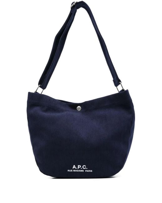 A.P.C. Blue Schultertasche mit Logo-Print