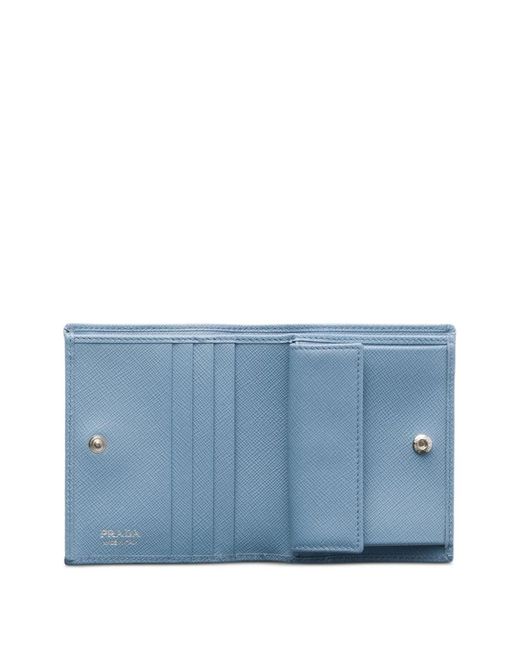 Prada Blue Small Saffiano Leather Wallet