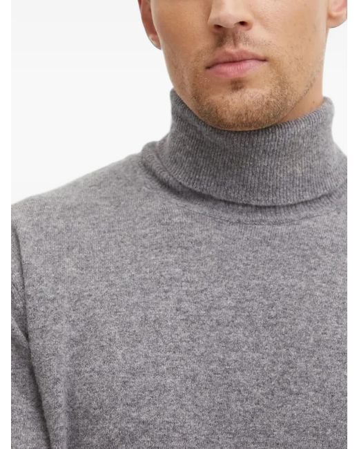 Benetton Gray Roll-Neck Knitted Sweater for men