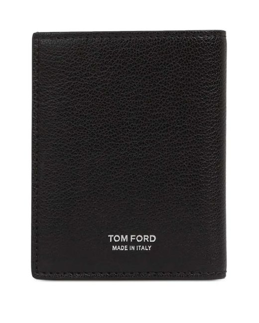 Tom Ford Black Embossed-Logo Foldable Leather Cardholder for men