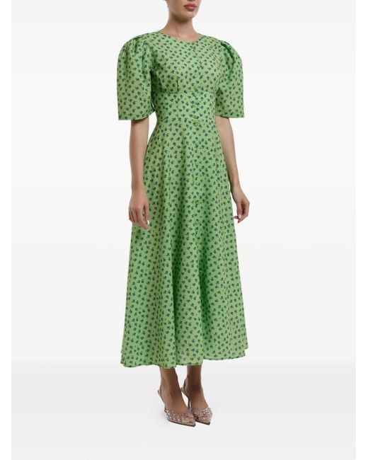 POST MERIDIEM Green Button-Down Midi Dress