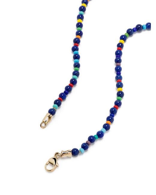 Luis Morais Blue 14Kt Diamond Beaded Necklace for men