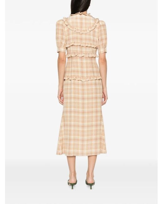 Alessandra Rich White Ruffled-Trim Midi Dress