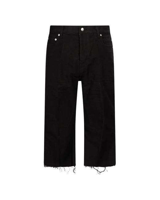 Rick Owens Black Raw-Cut Cropped Trousers for men