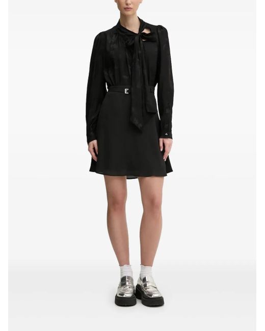 HUGO Blouse Met Vlinderpatroon En Gestrikte Hals in het Black