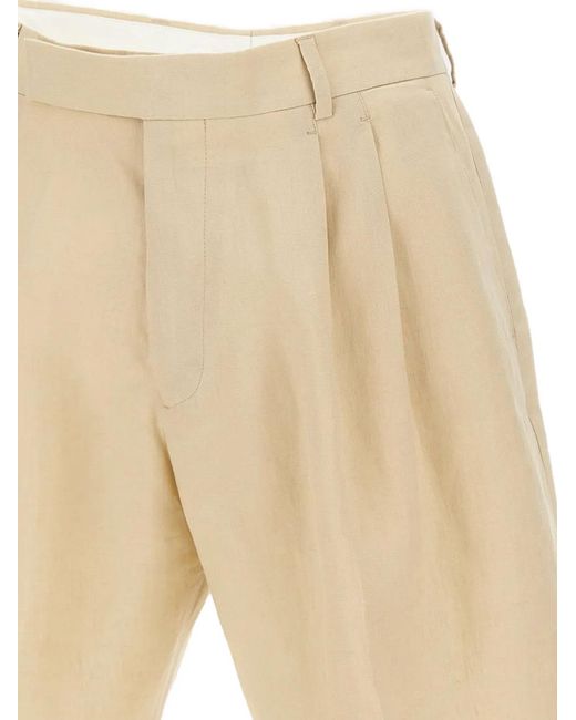Paul Smith Natural Double-Pleated Shorts for men