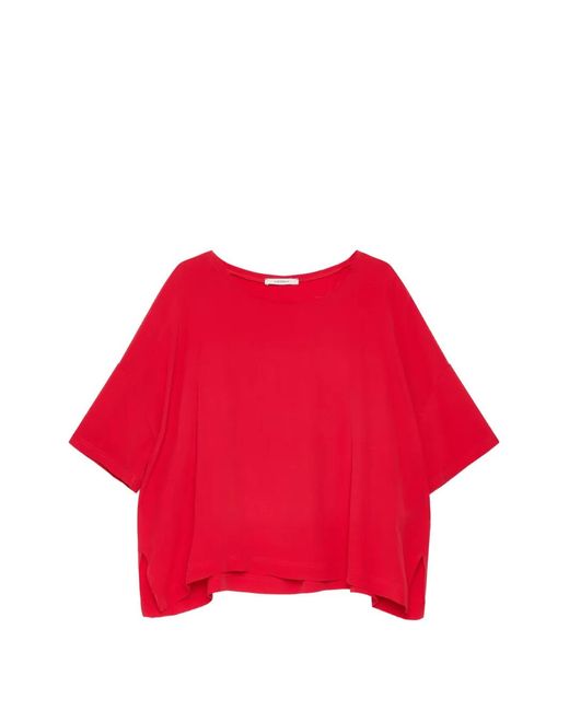 Maliparmi Red T-Shirt En Crêpe À Volants
