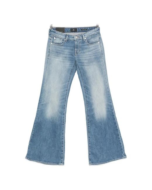 7 For All Mankind Blue Low-Rise Flared Jeans