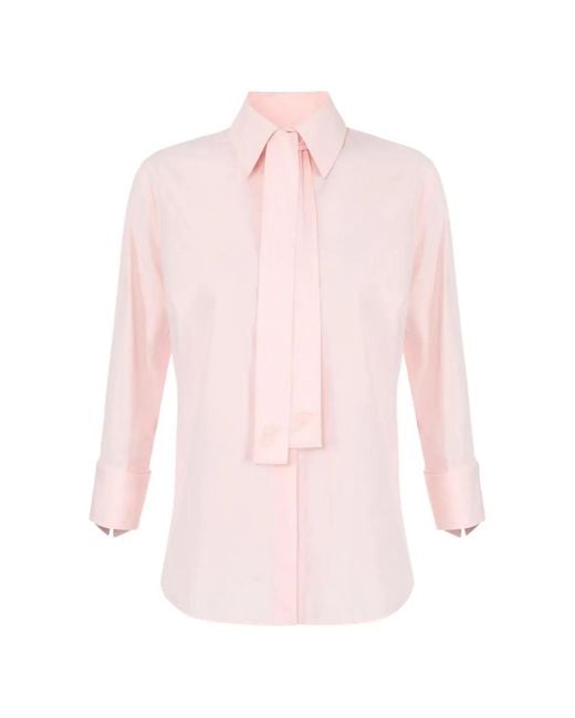 Elisabetta Franchi Pink Cotton Shirt With Sashes