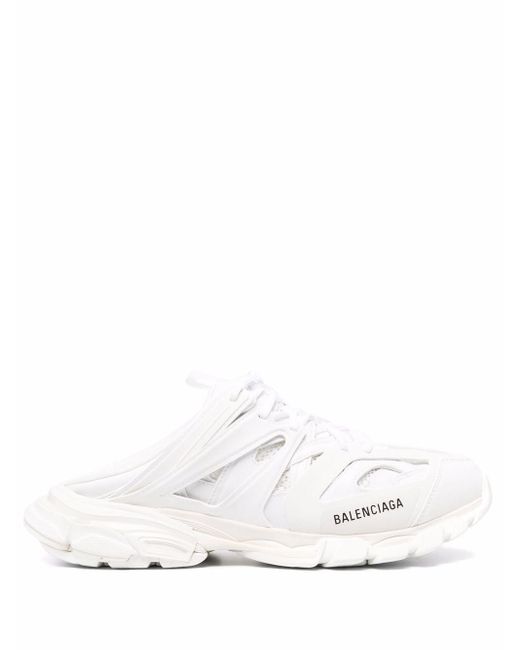 Balenciaga Leather Track Lace-up Mule Sneakers in White for Men - Lyst