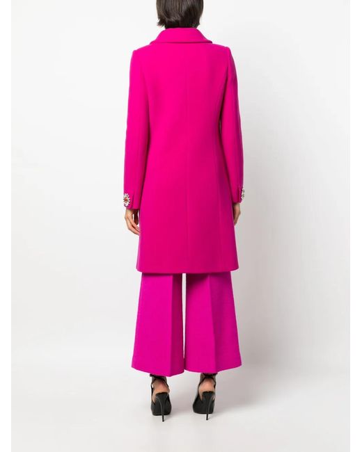 Moschino Pink Brooch-Embellished Single-Breasted Coat