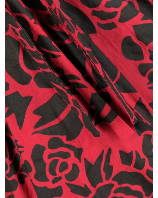 Philosophy Di Lorenzo Serafini Red Puff-Sleeved Draped Dress