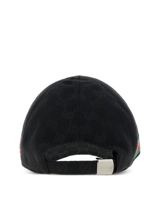 Gucci Black Gg Baseball Hat With Web for men