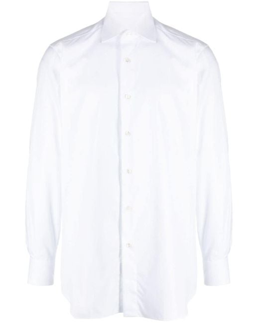 Brioni White Long-sleeve Cotton Shirt for men