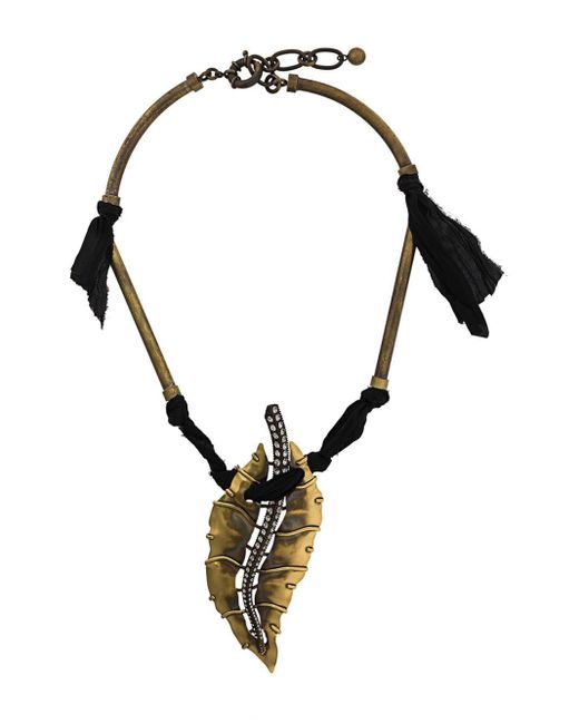 Lanvin Metallic Leaf Pendant Necklace