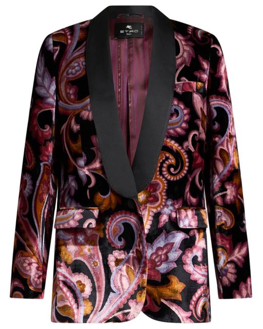 Etro Multicolor Velvet Jacket With Print
