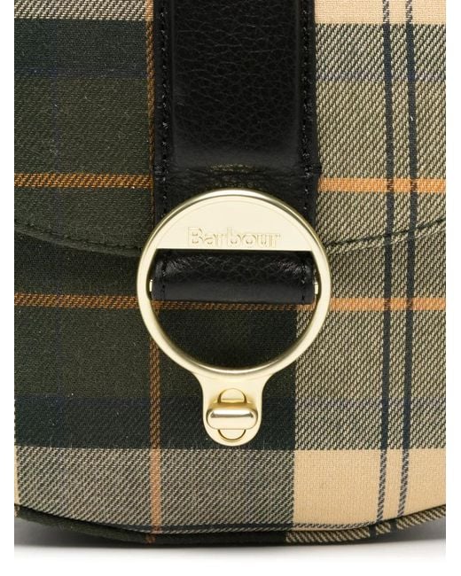 Barbour White Mini Tartan-Pattern Crossbody Bag