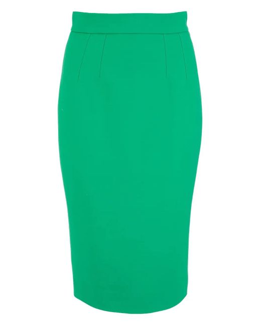 Dolce & Gabbana Green Back-Slit Zip Midi Skirt