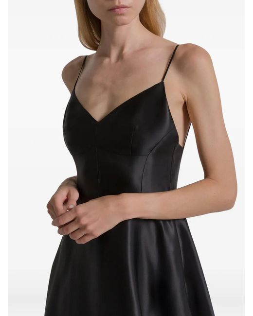 Alberta Ferretti Black V-Neck Flared Midi Dress