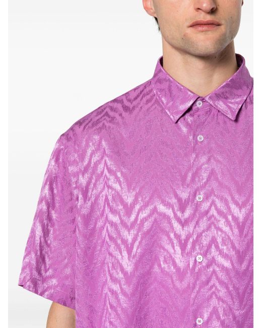 FAMILY FIRST Pink Short-sleeves Brocade Shirt for men