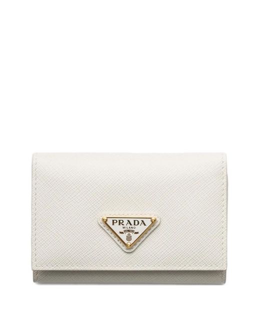 Prada White Saffiano Leather Card Holder